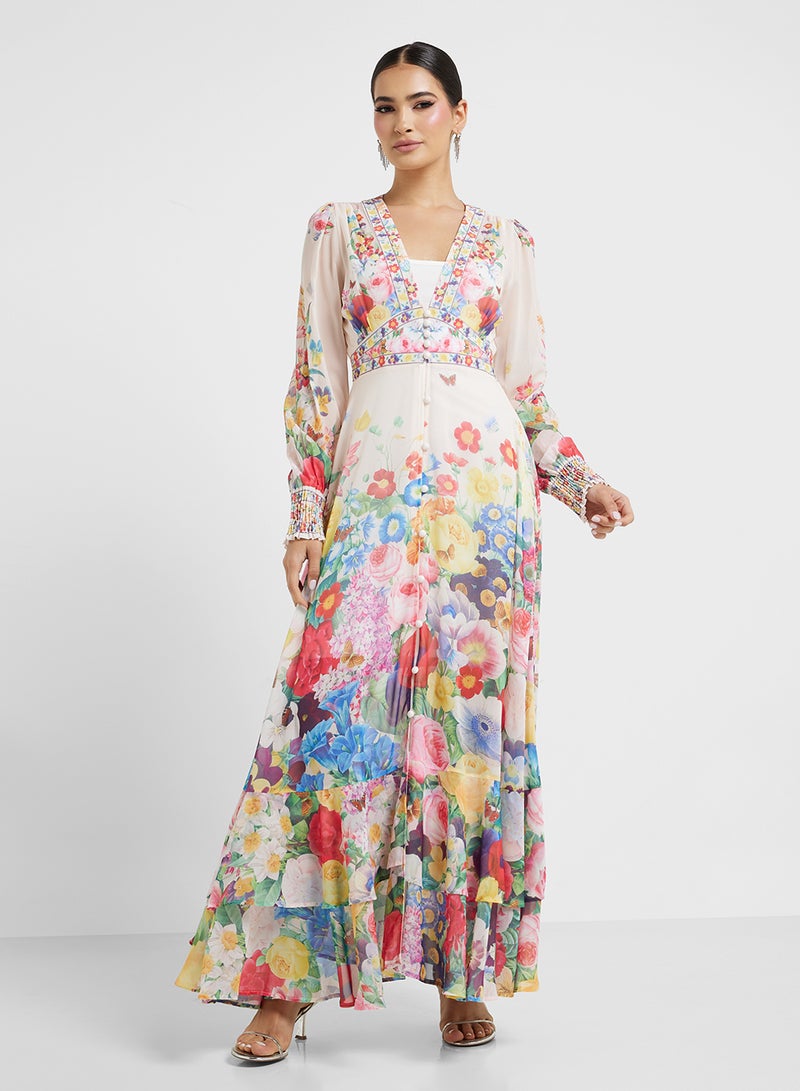 خزانة فستان ماكسي بطبعة زهور - Image 4