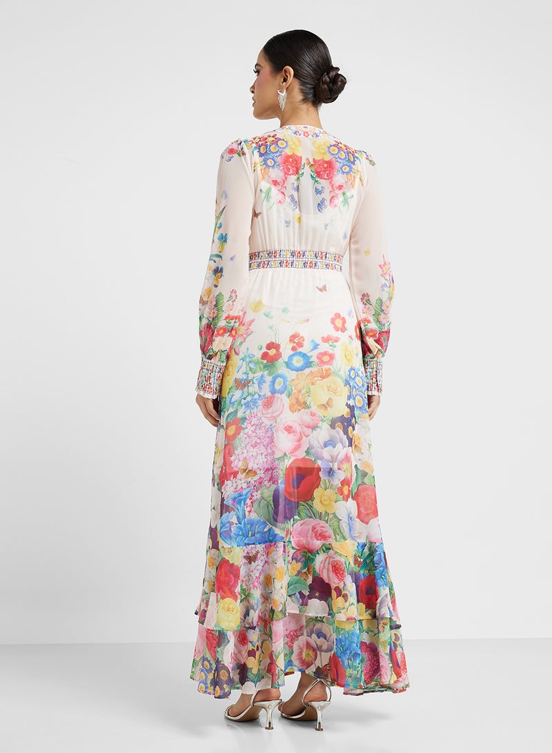 خزانة فستان ماكسي بطبعة زهور - Image 2