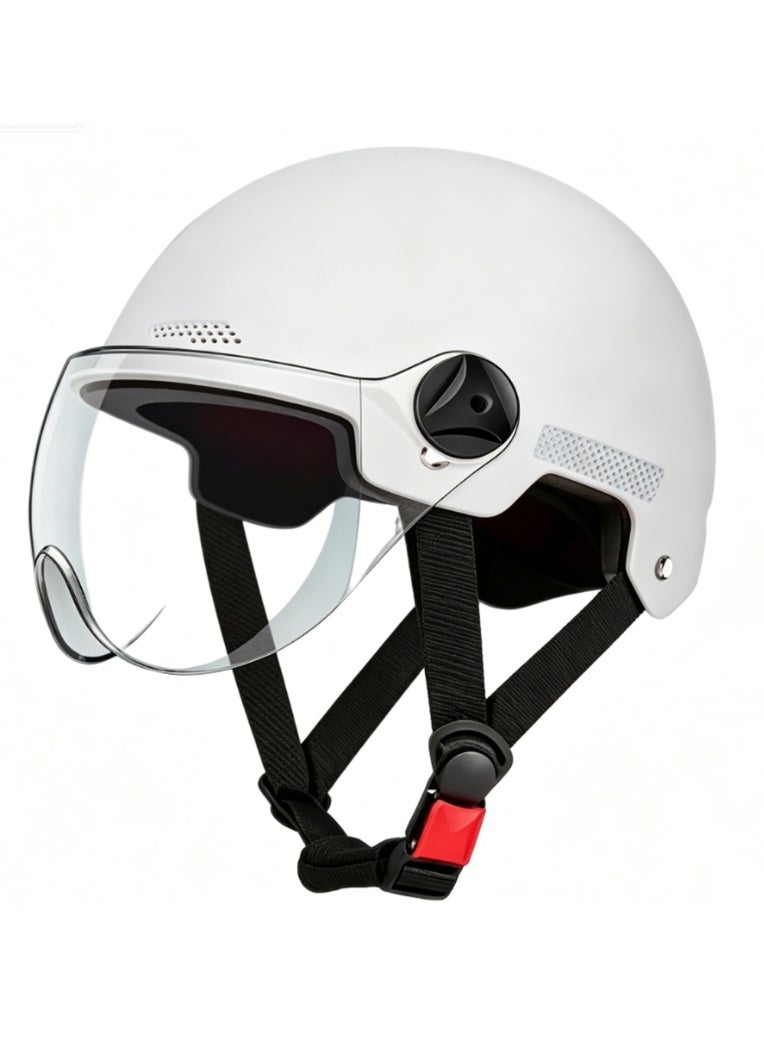 Arabest Open Face Helmet, Breathable Motorcycle Half Helmet，Scooter Helmet With Adjustable Goggles,With Lock Buckle，Removable And Washable Lining, Adjustable Head Circumference Size，Shock And Fall Resistant, Suitable For Both Men And Women - Image 1
