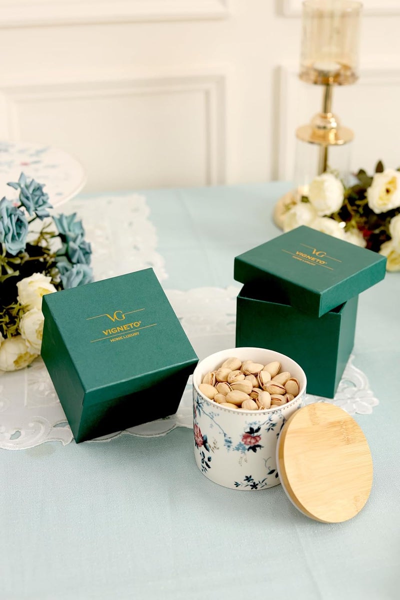 Vigneto Floral Spring Meadows Airtight Storage Canister 1 Pc 500 ML with Leakproof Lid Finest Premium Porcelain - Image 2