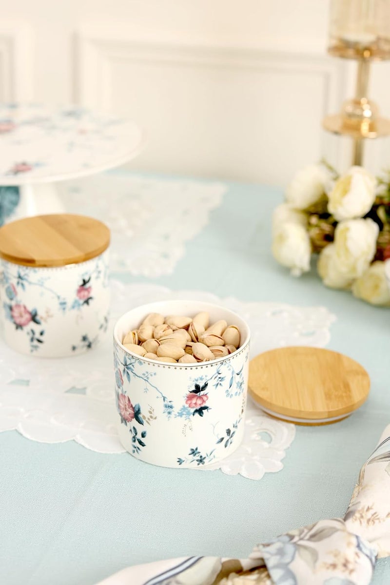 Vigneto Floral Spring Meadows Airtight Storage Canister 1 Pc 500 ML with Leakproof Lid Finest Premium Porcelain - Image 4