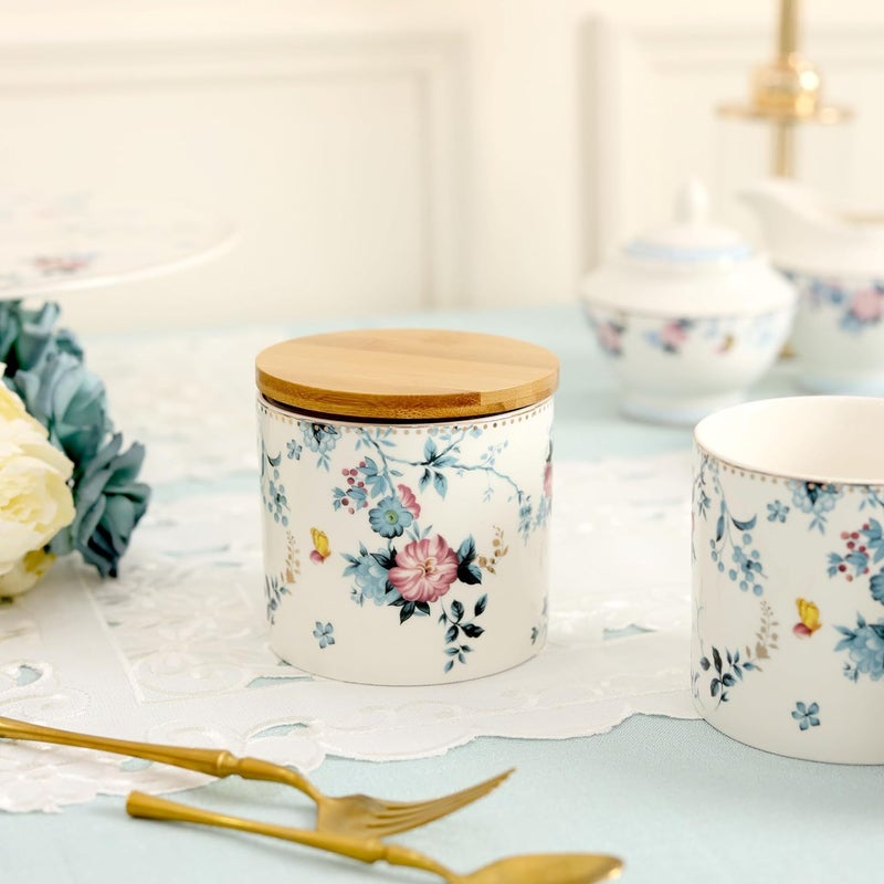 Vigneto Floral Spring Meadows Airtight Storage Canister 1 Pc 500 ML with Leakproof Lid Finest Premium Porcelain - Image 1
