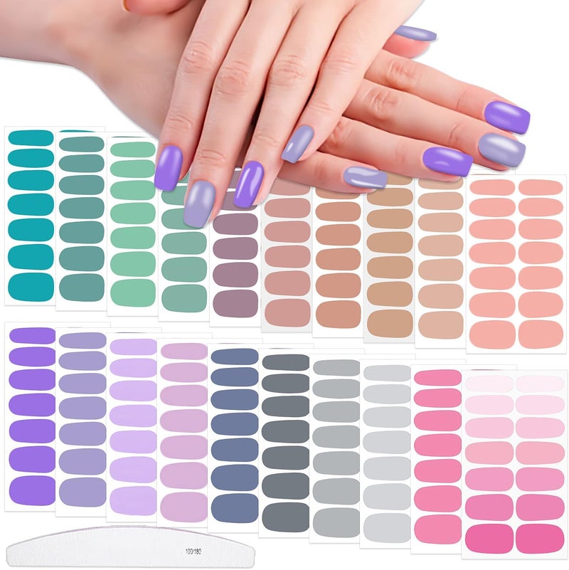 WOKOTO WOKOTO 20 Sheets Self-Adhesive Nail Polish Stickers with 1pcs Nail File Full Nail Wraps Nail Art Stickers Mix-Color Gel Nail Strips Manicure Kit for Girls Women Stick On Nails Polish Strips for Nails