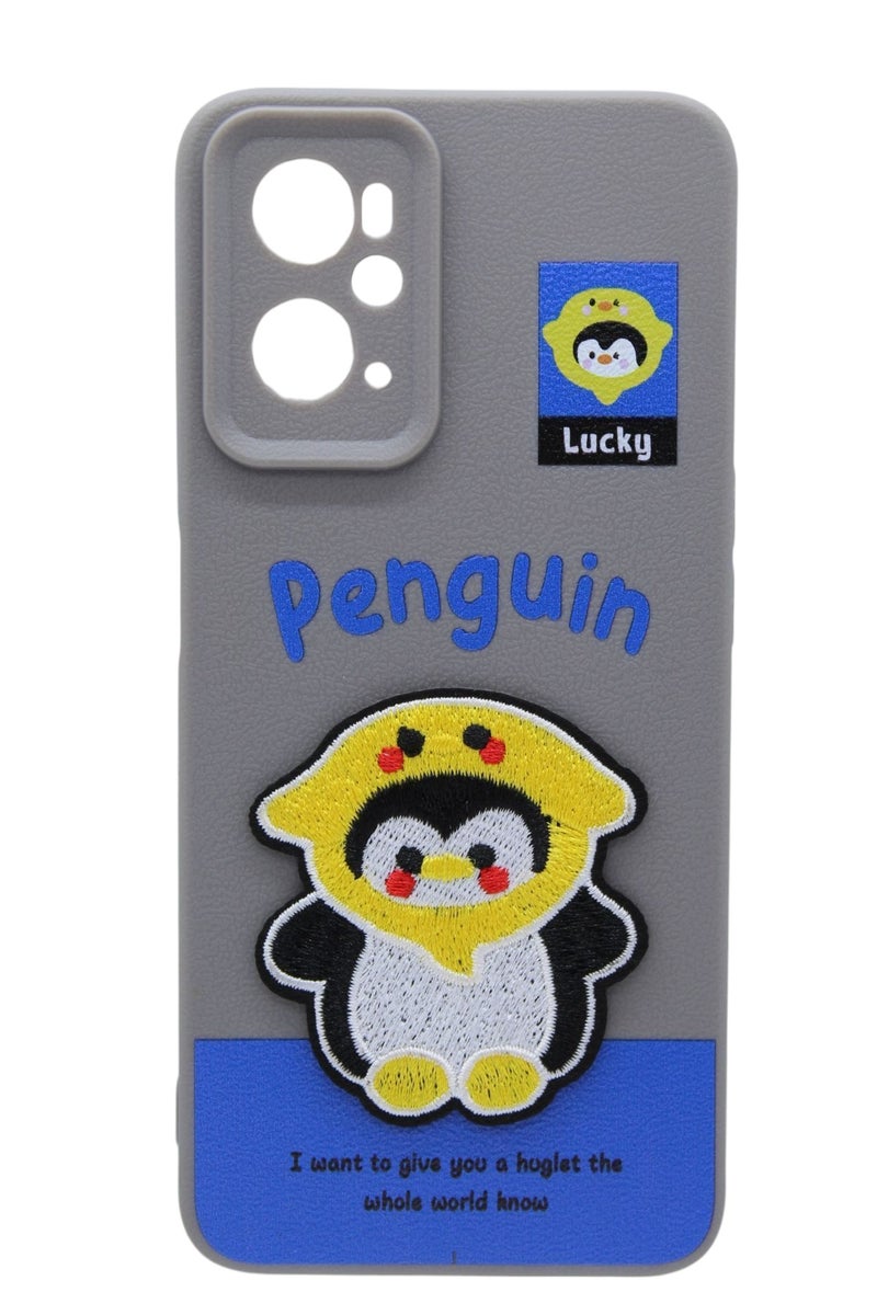 C.F.S Plastic Back Cover With Cute Design For Realme 9i / Oppo A36 / Oppo A76 / Oppo A96 - Grey & Yellow - Image 1