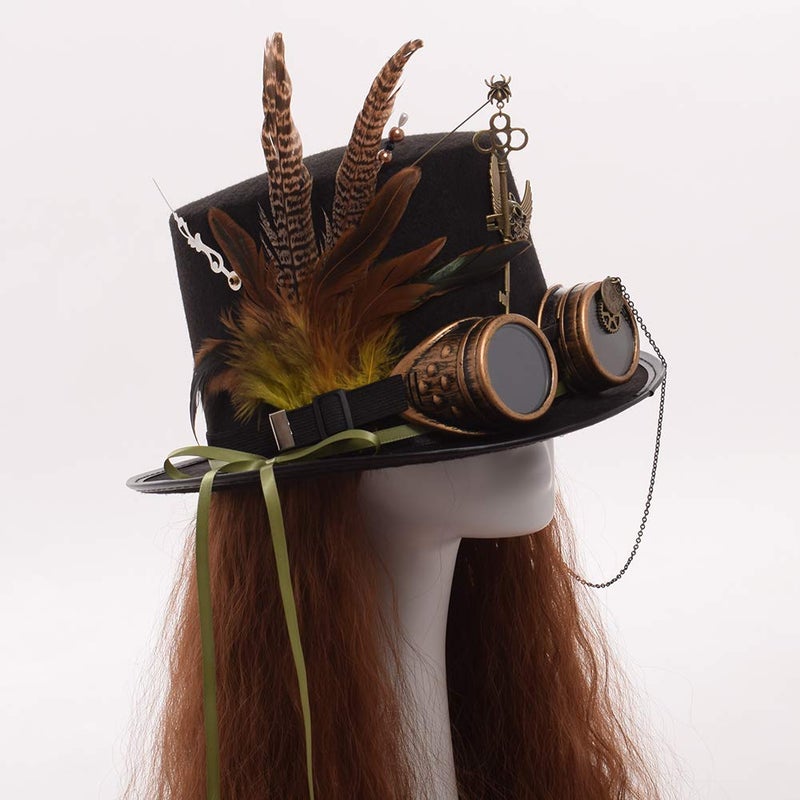 GRACEART Unisex Steampunk Top Hats with Goggles for Women Men - Image 2