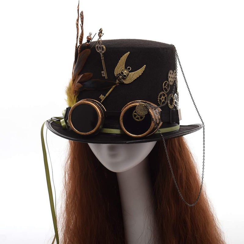 GRACEART Unisex Steampunk Top Hats with Goggles for Women Men - Image 4