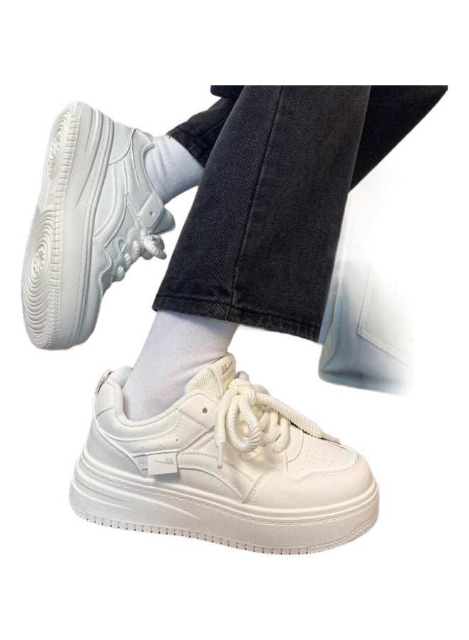 Pull Back Warrior Women'S Casual Thick-Soled White Shoes Low-Top Lightweight Sneakers - J576Z Beige/White Size 40 - Image 3