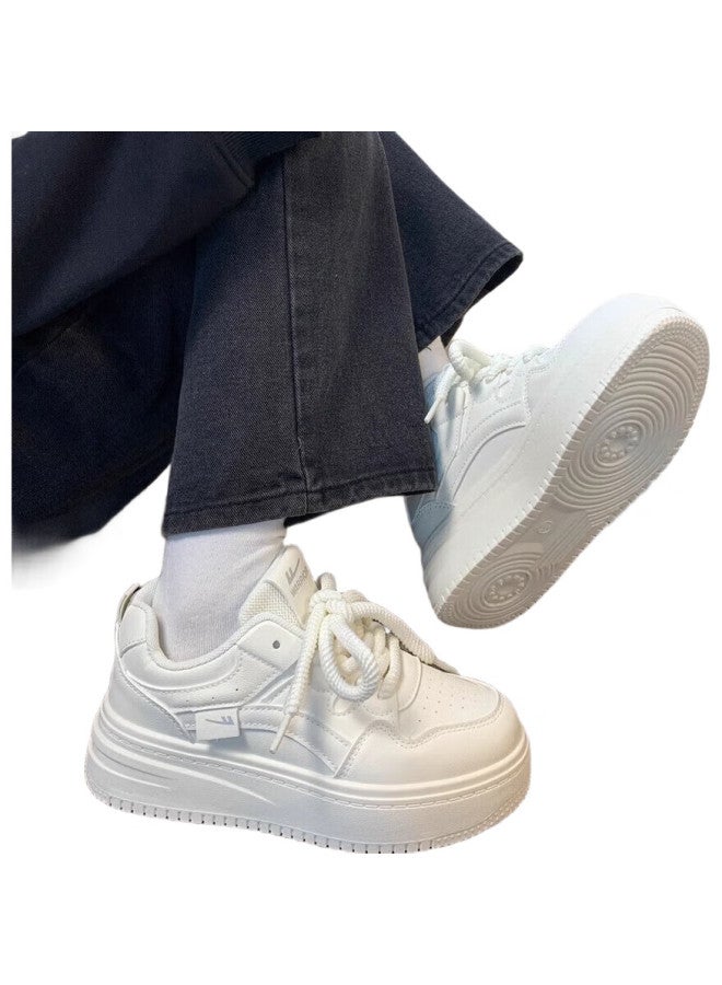 Pull Back Warrior Women'S Casual Thick-Soled White Shoes Low-Top Lightweight Sneakers - J576Z Beige/White Size 40 - Image 2