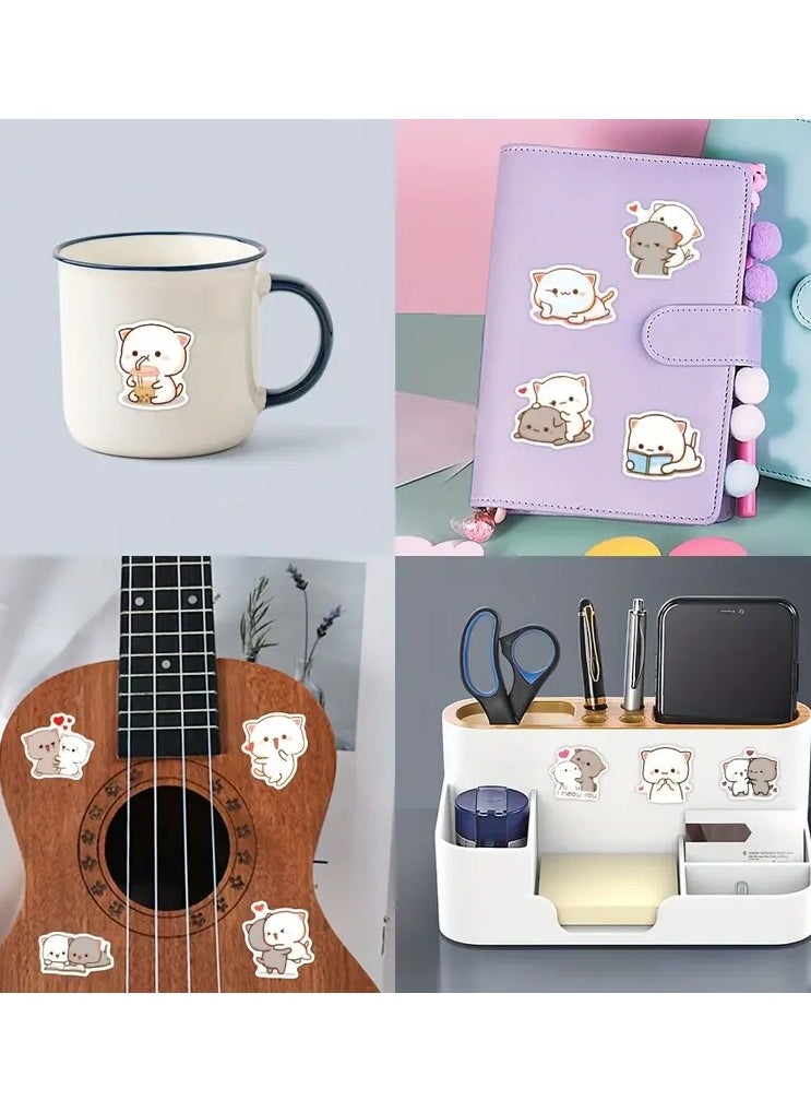 Goolsky - 60PCS Kawaii Mochi Cat PVC Stickers - Cartoon Reusable Self-Adhesive Decals for Scrapbooking, Diary, Laptop, Skateboard, Water Bottles | Irregular Shapes for Wood, Plastic, Glass, Metal, Ceramic | Age 14+ - Image 1
