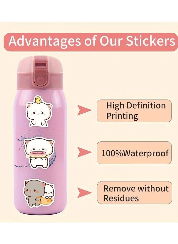Goolsky - 60PCS Kawaii Mochi Cat PVC Stickers - Cartoon Reusable Self-Adhesive Decals for Scrapbooking, Diary, Laptop, Skateboard, Water Bottles | Irregular Shapes for Wood, Plastic, Glass, Metal, Ceramic | Age 14+ - Image 1