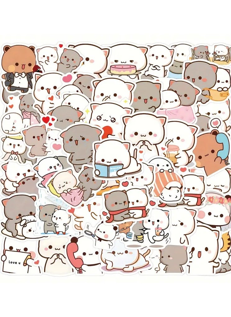 Goolsky - 60PCS Kawaii Mochi Cat PVC Stickers - Cartoon Reusable Self-Adhesive Decals for Scrapbooking, Diary, Laptop, Skateboard, Water Bottles | Irregular Shapes for Wood, Plastic, Glass, Metal, Ceramic | Age 14+ - Image 1