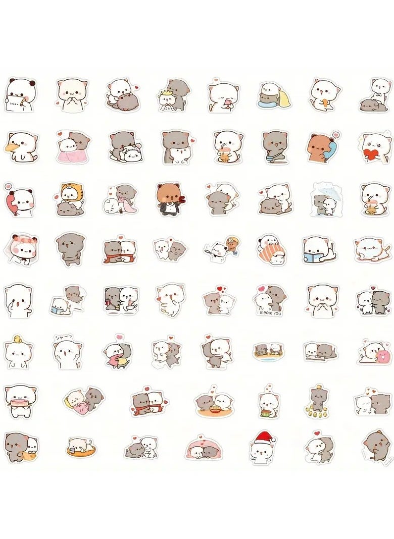 Goolsky - 60PCS Kawaii Mochi Cat PVC Stickers - Cartoon Reusable Self-Adhesive Decals for Scrapbooking, Diary, Laptop, Skateboard, Water Bottles | Irregular Shapes for Wood, Plastic, Glass, Metal, Ceramic | Age 14+ - Image 1