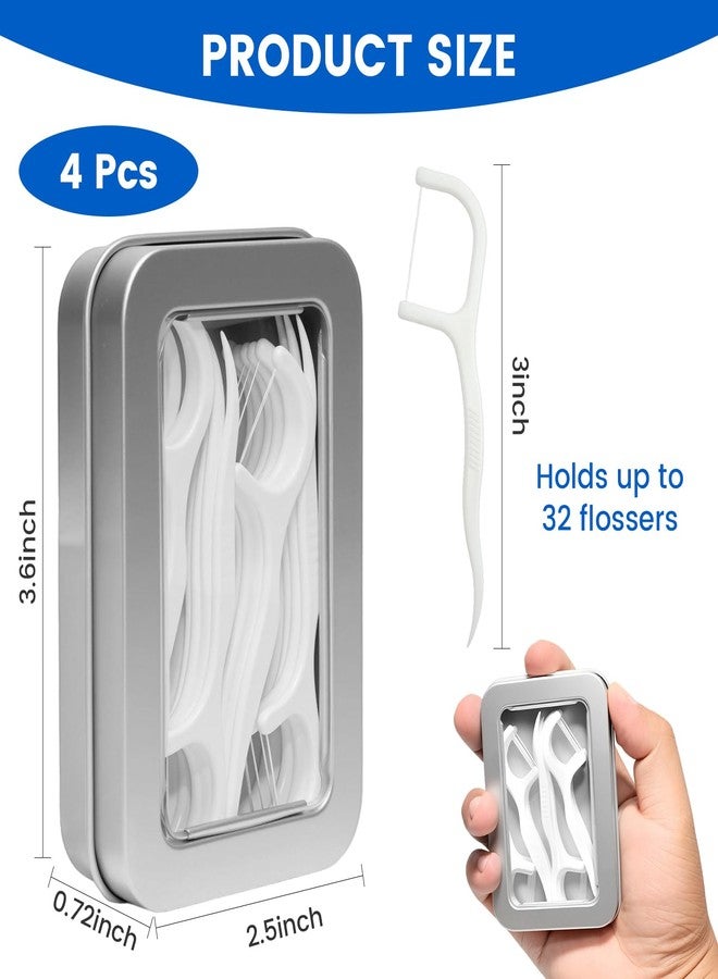 Rimoev 4 Pack Dental Floss Case with Clear Window, Portable 3.6x2.5x0.72 Inch Dental floss Dispenser, Box for 32 Adult Floss for Home, Travel, Car, Office (Silver - Image 2