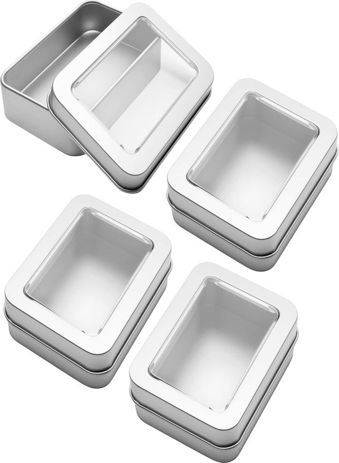 Rimoev 4 Pack Dental Floss Case with Clear Window, Portable 3.6x2.5x0.72 Inch Dental floss Dispenser, Box for 32 Adult Floss for Home, Travel, Car, Office (Silver - Image 1