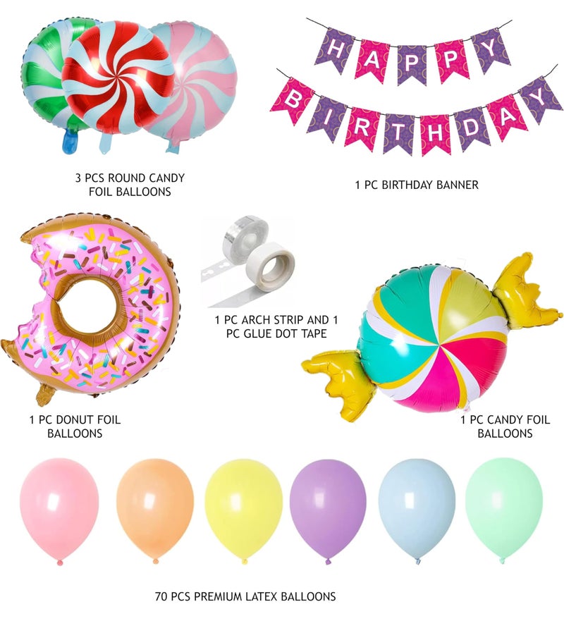 TOYXE Rubber Candy Land Theme Birthday Balloons Decoration Set Of 78 Pcs, Multi - Image 2
