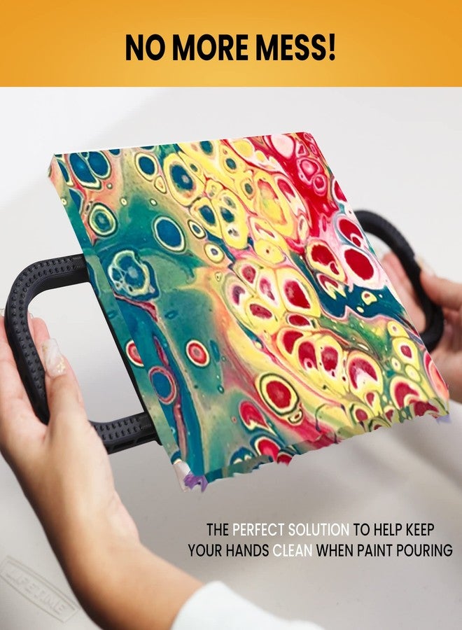 splash n color مقابض قماشية من SplashNcolor لصب الطلاء | حامل مقابض قابل للتركيب لسهولة الإمالة | أدوات صب طلاء أكريليك خالية من الفوضى (أسود) - Image 5