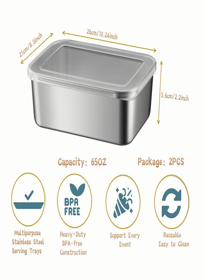 KNC 68OZ Stainless Steel Food Storage Containers Clear Lid, Refrigerator Fresh-keeping Airtight Leak Proof Stackable Box for Kitchen Travel Picnic and Camping, Set of 2(Clear Lid) - Image 5