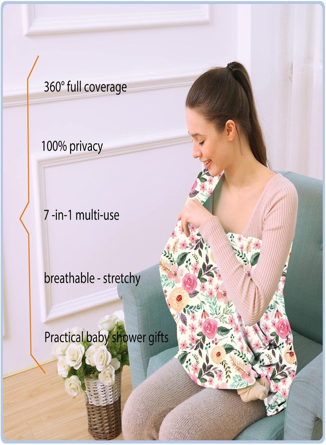 ByeBye Calorie Nursing Carseat Canopy Breastfeeding Cover - Multi-use Stretchy Car Seat Covers for Babies, Baby Shower Gifts (Pink Floral) - Image 3