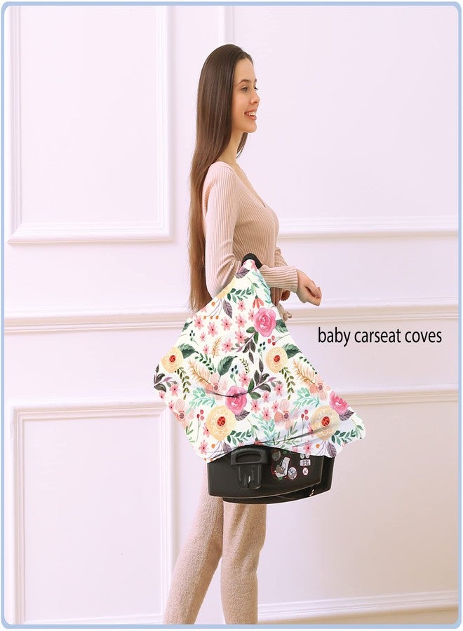 ByeBye Calorie Nursing Carseat Canopy Breastfeeding Cover - Multi-use Stretchy Car Seat Covers for Babies, Baby Shower Gifts (Pink Floral) - Image 5