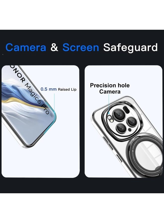 general Clear Case for Honor Magic 6 Pro (2024),Magnetic Electroplated Phone Protective Case with All-inclusive Lens Protection  Ring Stand,Compatible with Car Mount  Wireless Charging - Image 4