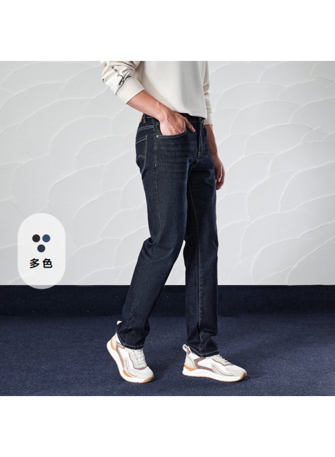 HLA جينز رجالي مريح بقصة الخمسة جيوب】رومانسية خريف 2024 من ممالك الثلاث، سليم الساق، متين وقابل للتنفس - Image 2