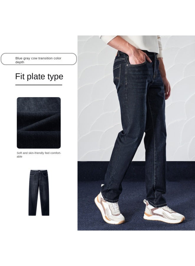 HLA جينز رجالي مريح بقصة الخمسة جيوب】رومانسية خريف 2024 من ممالك الثلاث، سليم الساق، متين وقابل للتنفس - Image 5