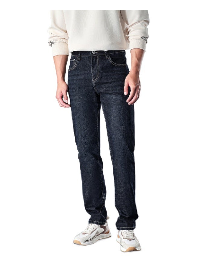 HLA جينز رجالي مريح بقصة الخمسة جيوب】رومانسية خريف 2024 من ممالك الثلاث، سليم الساق، متين وقابل للتنفس - Image 1