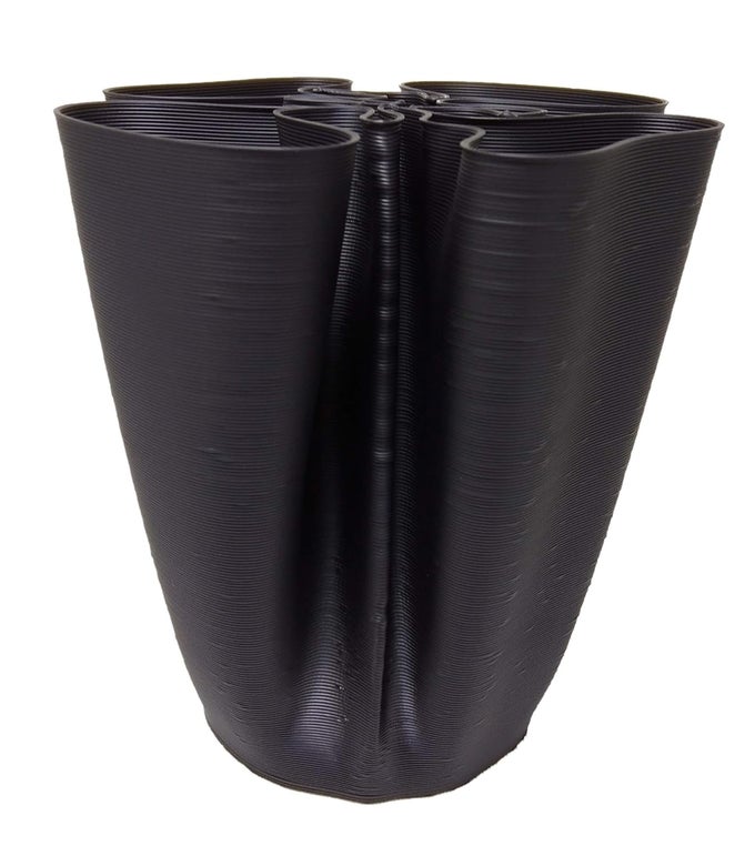 3D PRINTED FLOWER VASE 10 (BLACK PLA PLASTIC)