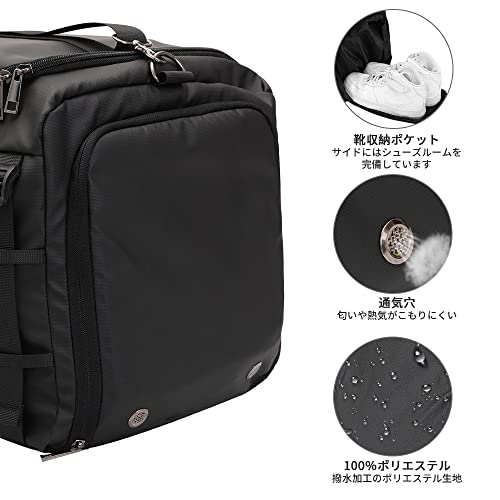 Eackrola Large Sports Gym Bag, Travel Duffel bag with Wet Pocket & Shoes Compartment for men women, 65L, Lightweight（Black） - Image 5