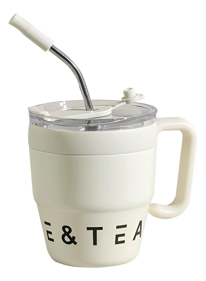 Coffee Mug with Handle, 480ML Double Layer Vacuum Straw Travel Coffee Mug, Stainless Steel Insulated Mug, Home and Office Travel Coffee Mug Insulated Mugs - Image 1