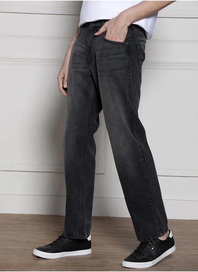 دينيس لينغو Men’s Dark Grey Relaxed Fit Jeans