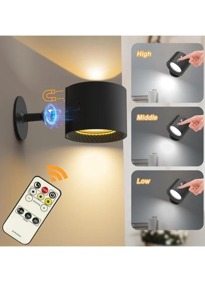 Generic Wall Lights Wall Lamp with Remote, 5V, Battery Operated Wall Sconce 2000mAh Rechargeable Battery, 3 Color & Dimmable, Led Wall Light with a Magnetic Link Base  - Image 4