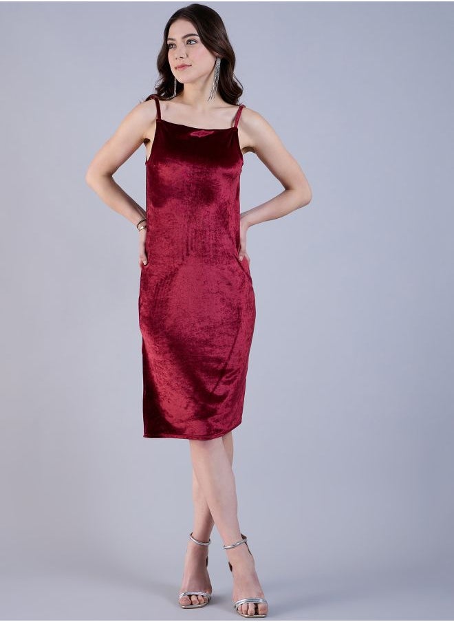 Freehand - Women Fitted Party Wear Solid Midi Dress - Image 1