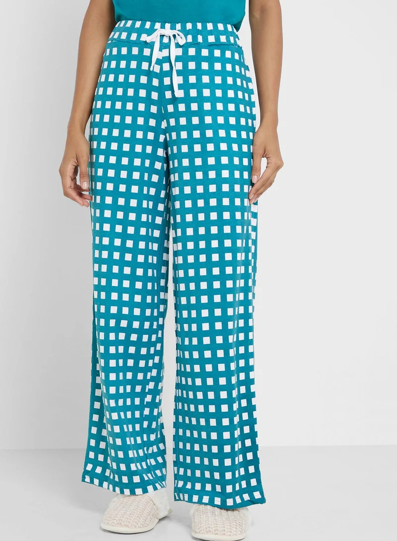 جينجر 3 Piece Check Print Pyjama Pant & Shorts Set