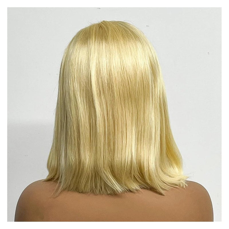 10 Inches Blonde Bob Straight Human Hair Wigs 13x4 Lace Frontal 190% Density 613 Color Wig For Women - Image 3