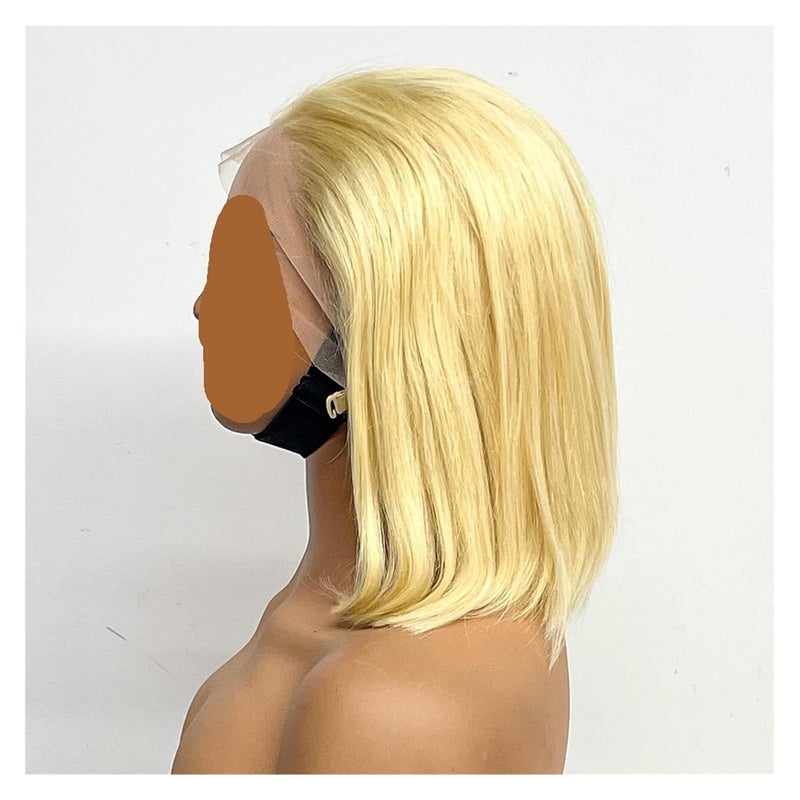 10 Inches Blonde Bob Straight Human Hair Wigs 13x4 Lace Frontal 190% Density 613 Color Wig For Women - Image 4