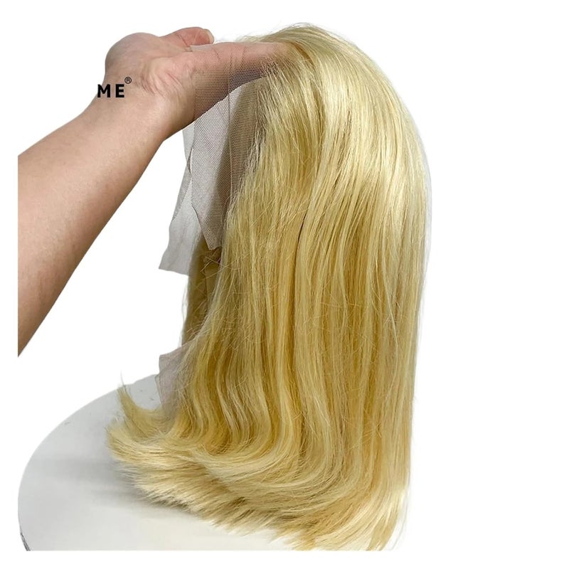 10 Inches Blonde Bob Straight Human Hair Wigs 13x4 Lace Frontal 190% Density 613 Color Wig For Women - Image 2