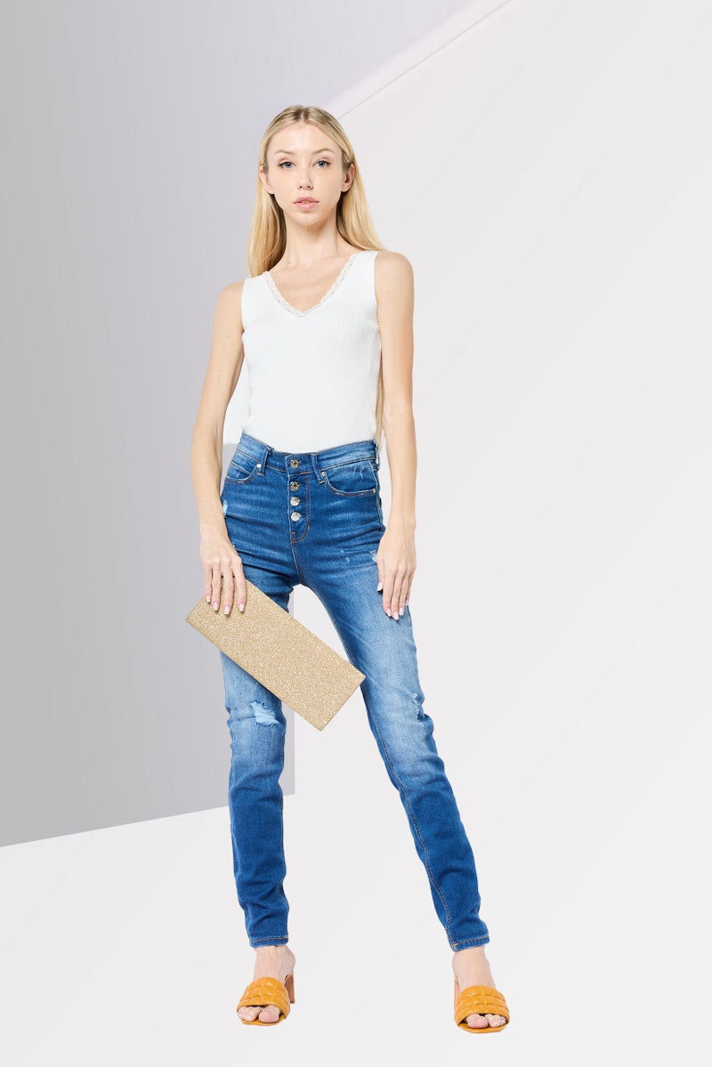 GUESS Women Skinny  High Rise Washed Denim Jeans, Blue - Image 2