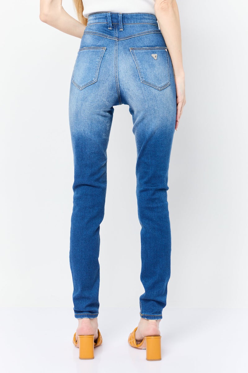 GUESS Women Skinny  High Rise Washed Denim Jeans, Blue - Image 4