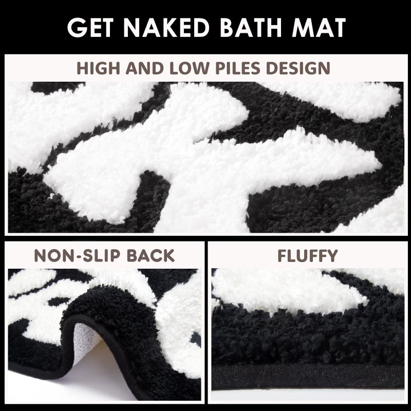 DyeFury Irregular Shaped Get Naked Bath Mat - Funny Bathroom Rugs  Small Cute Bathroom Decor  Non-Slip Black and White Bathroom Rugs 31"" x 18"" - Image 4