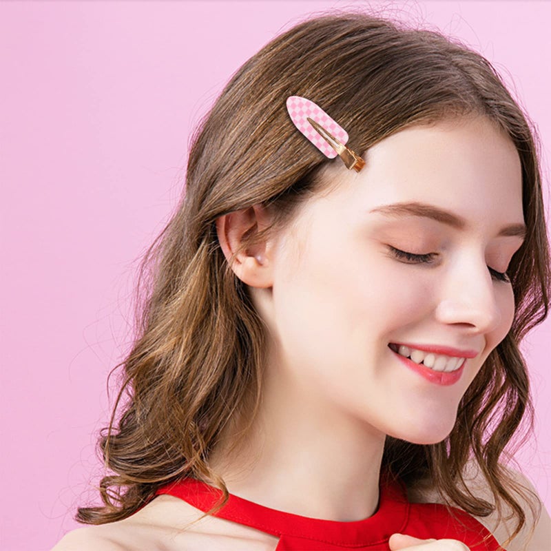 KesaPlan 9PCS No Bend Hair Clips, Checkerboard No Crease Curl Pins, Acrylic Resin Flat Styling, Colorful Bang Seamless Duckbill Barrette for Makeup Hairstyle Accessories for Women Girls - Image 2