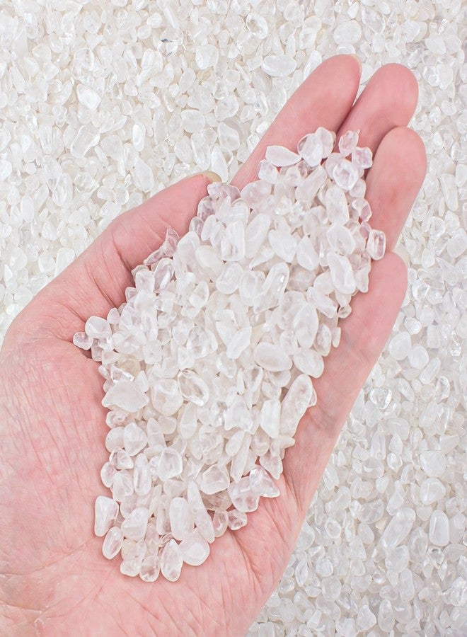 EZEELAI 0.88 Lb Clear Quartz Crystal Chips Natural Tumbled Healing Crystal Chips Bulk Crushed Stones, Betta Fish Tank Gravel Rocks Clear Mini Pebbles for Aquarium, Vase Fillers, Succulent Plants Decor, 3-5 mm - Image 1