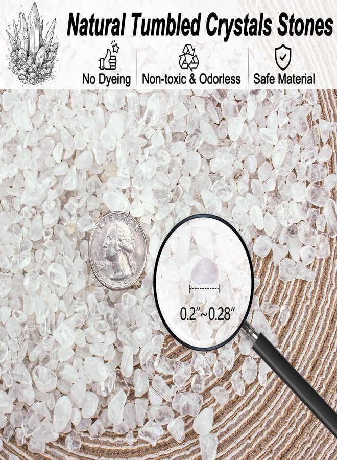 EZEELAI 0.88 Lb Clear Quartz Crystal Chips Natural Tumbled Healing Crystal Chips Bulk Crushed Stones, Betta Fish Tank Gravel Rocks Clear Mini Pebbles for Aquarium, Vase Fillers, Succulent Plants Decor, 3-5 mm - Image 2