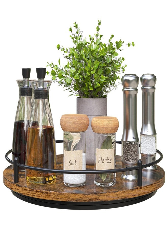 KOKSTOP Lazy Susan Organizer：12 Inch 360 Degree Rotating Spice Rack for Kitchen Countertop Round Lazy Susan Wood Turntable Holder for Cabinet Table– Black - Image 1