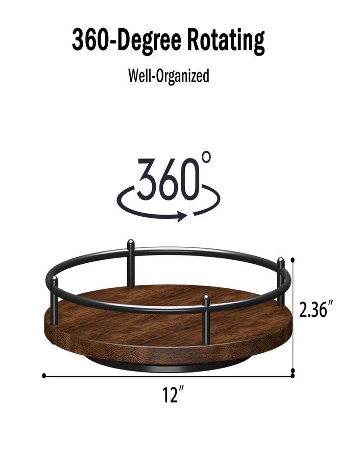 KOKSTOP Lazy Susan Organizer：12 Inch 360 Degree Rotating Spice Rack for Kitchen Countertop Round Lazy Susan Wood Turntable Holder for Cabinet Table– Black - Image 3