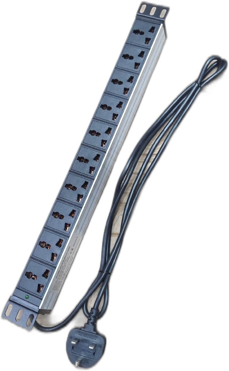 إكس فورم XForm PDU 10 WAY - وحدة توزيع طاقة متعددة المقابس 10 وحدات 13 أمبير مثبتة على رف 1U، لون فضي، مخرج قياسي مع مفتاح، توزيع طاقة من الألومنيوم (10 مخارج) - Image 2