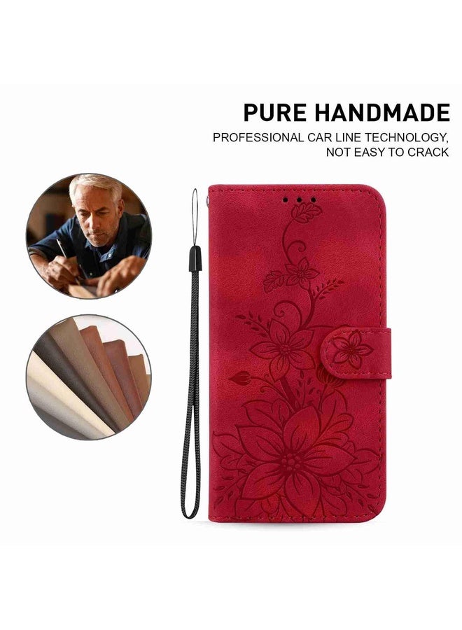 For Tecno Pova Neo 3 Lily Embossed Leather Phone Case(Red)