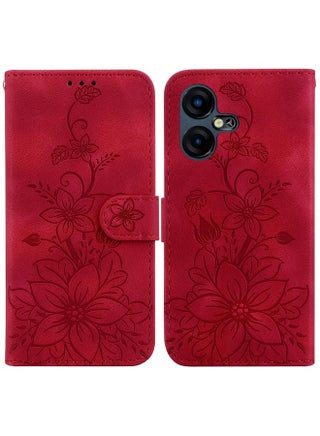 For Tecno Pova Neo 3 Lily Embossed Leather Phone Case(Red) - pzsku/Z28BEC83A7E44B5476017Z/45/1753707083/6c980044-83c2-425f-b0a5-24ace11c6275