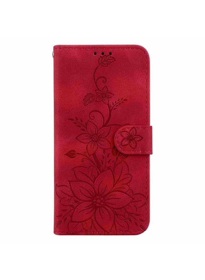 For Tecno Pova Neo 3 Lily Embossed Leather Phone Case(Red)