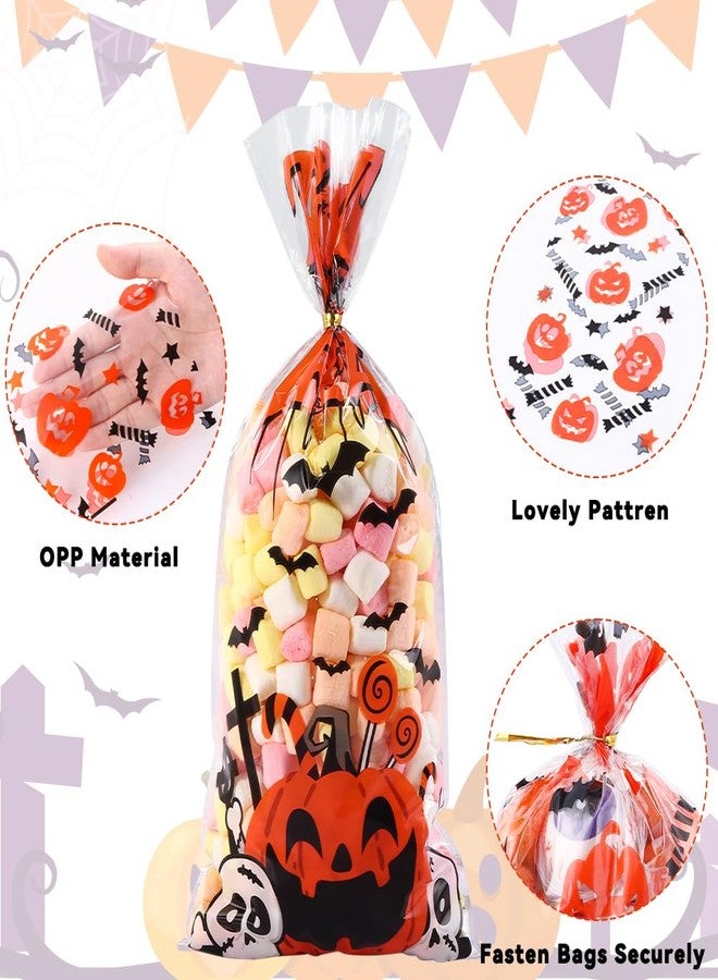 Vellibring 120 Pcs Halloween Cellophane Candy Bags with Gold Twists Ties - Clear Plastic Snacks & Cookies Packing Bags for Party Favor Supplies - Image 3